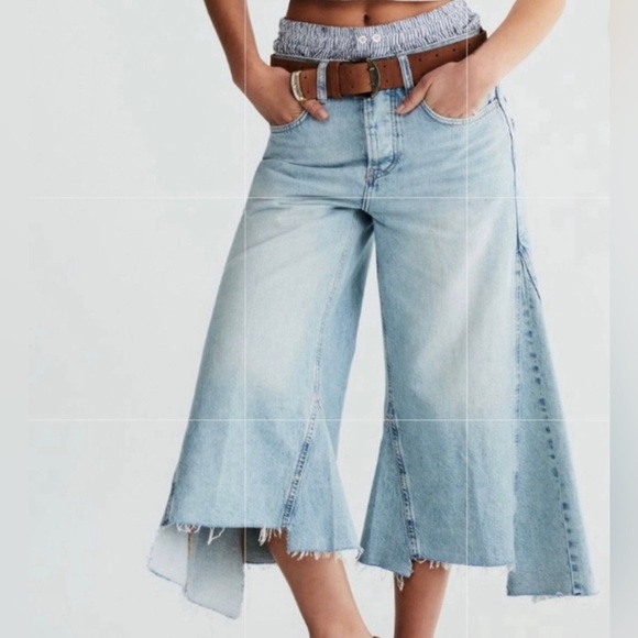 NWOT Free People Ripple Wide Leg Jeans - Picture 1 of 3